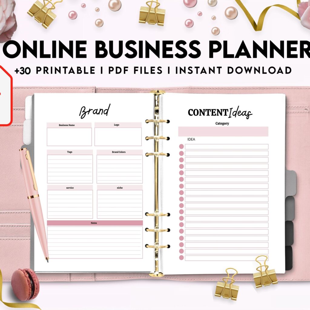 Online Business Planner, Social media statistics, monthly goal, Product Idea, benchmark, Ads tracker, email planner, PDF Printable, Kdp interior