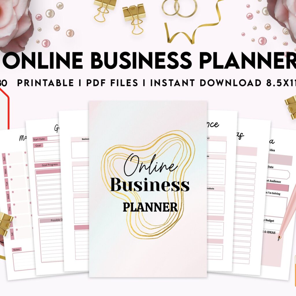 Online Business Planner, Social media statistics, monthly goal, Product Idea, benchmark, Ads tracker, email planner, PDF Printable, Kdp interior