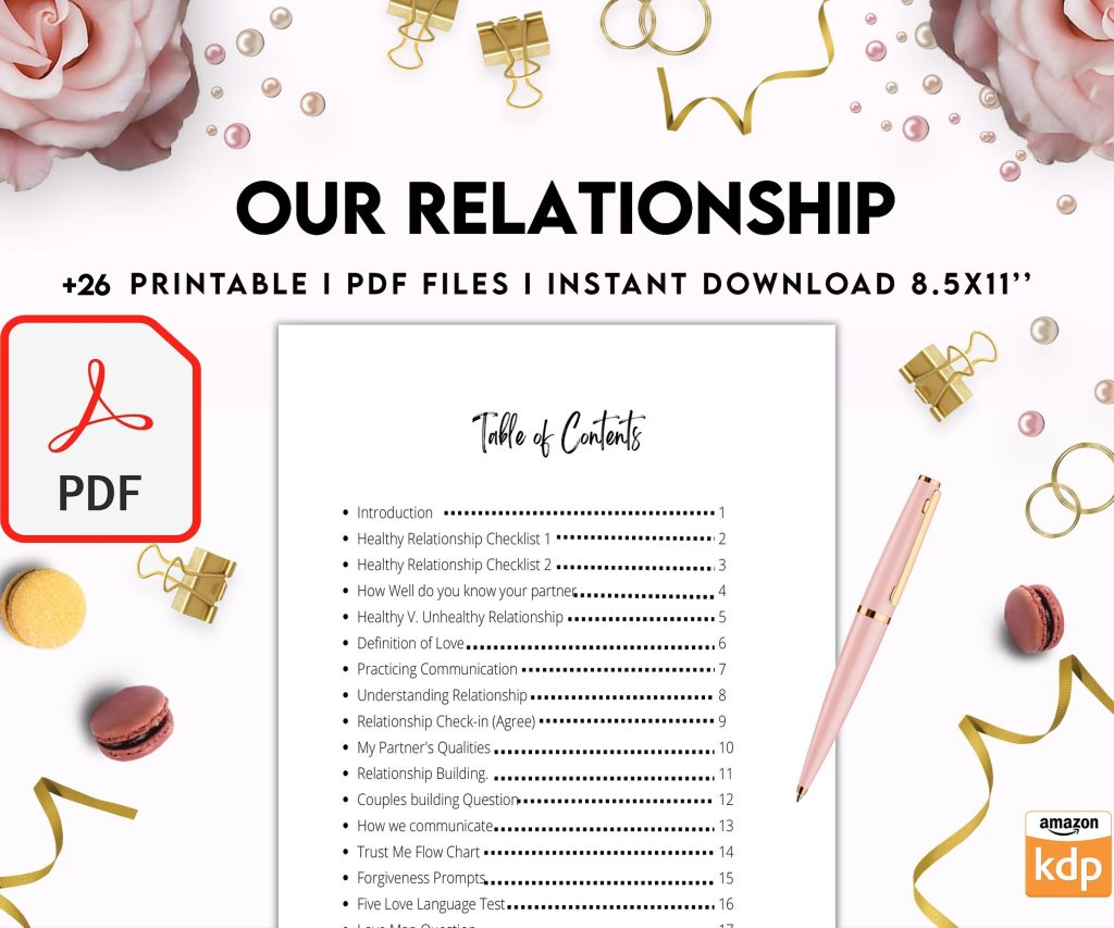 Couples Therapy Journal: Couples Counseling, Marriage, Engaged, Love, Breakup, Relationship, Newlywed, Fiance, Premarital, PDF Printable, Kdp interior