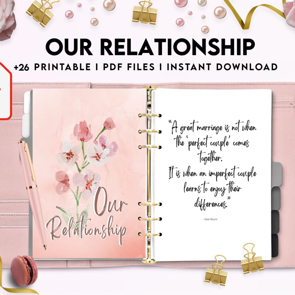 Couples Therapy Journal: Couples Counseling, Marriage, Engaged, Love, Breakup, Relationship, Newlywed, Fiance, Premarital, PDF Printable, Kdp interior