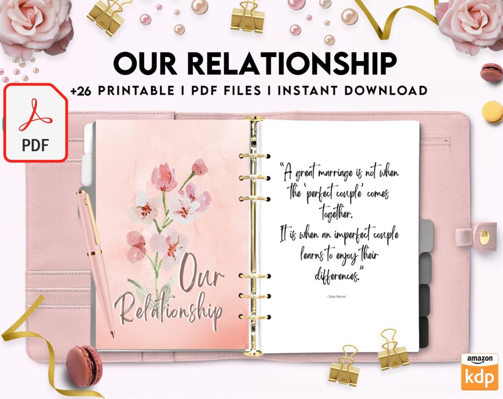 Couples Therapy Journal: Couples Counseling, Marriage, Engaged, Love, Breakup, Relationship, Newlywed, Fiance, Premarital, PDF Printable, Kdp interior