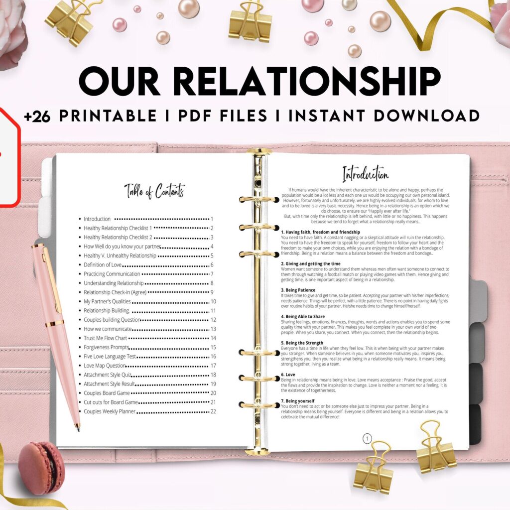 Couples Therapy Journal: Couples Counseling, Marriage, Engaged, Love, Breakup, Relationship, Newlywed, Fiance, Premarital, PDF Printable, Kdp interior