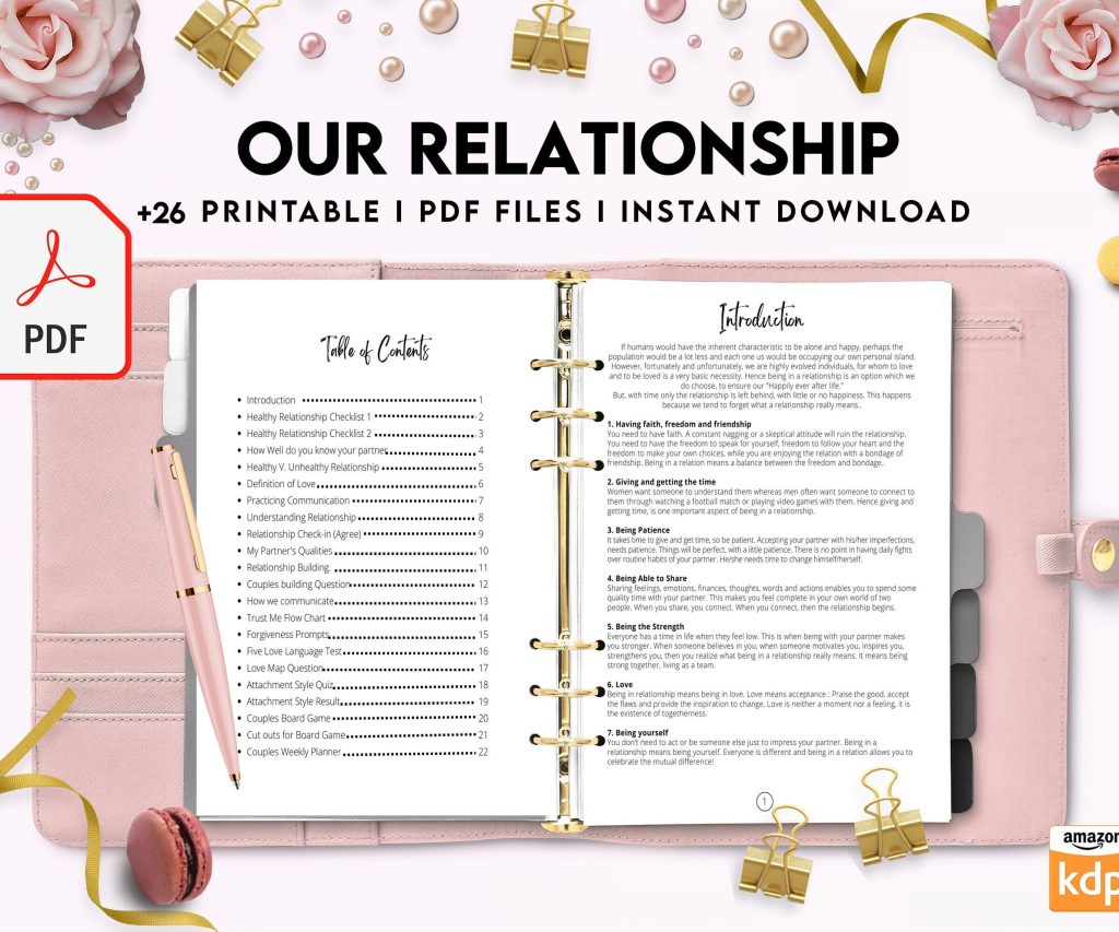 Couples Therapy Journal: Couples Counseling, Marriage, Engaged, Love, Breakup, Relationship, Newlywed, Fiance, Premarital, PDF Printable, Kdp interior