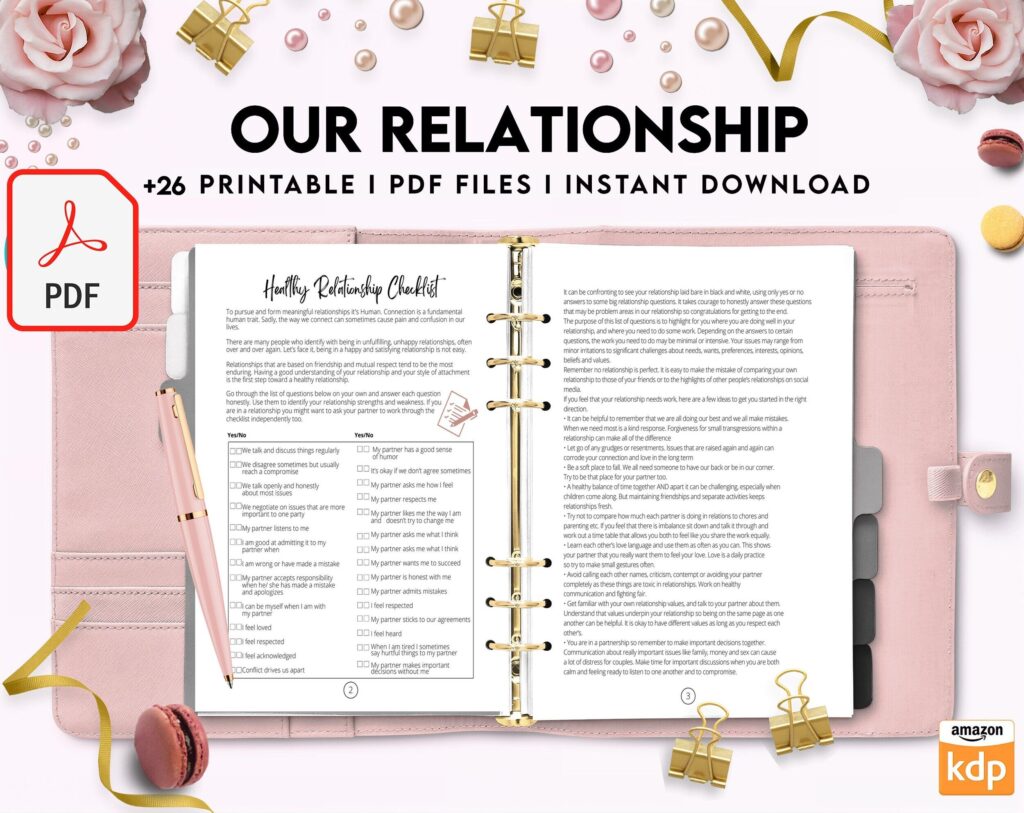 Couples Therapy Journal: Couples Counseling, Marriage, Engaged, Love, Breakup, Relationship, Newlywed, Fiance, Premarital, PDF Printable, Kdp interior