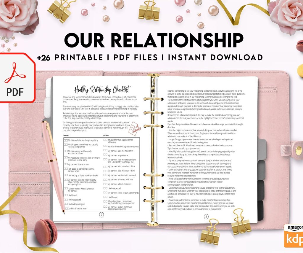 Couples Therapy Journal: Couples Counseling, Marriage, Engaged, Love, Breakup, Relationship, Newlywed, Fiance, Premarital, PDF Printable, Kdp interior