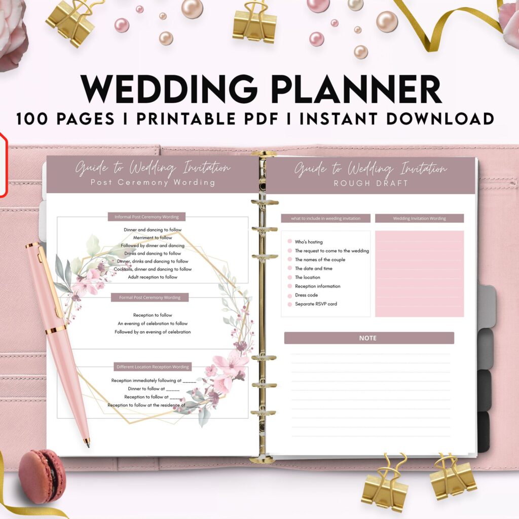 100 Pages Wedding Planner, 8×11 inch pages size Wedding Pages, Wedding Plan Bundle, Wedding Planning Book, PDF Printable, Kdp interior