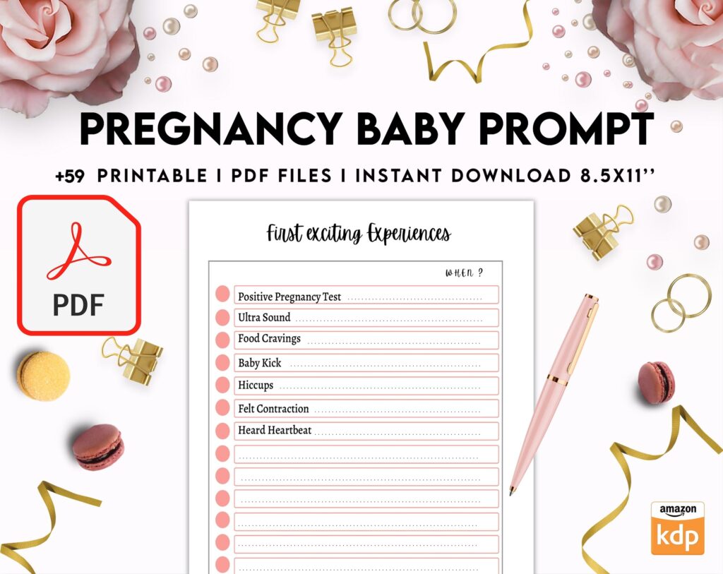 Baby & Pregnancy keepsake Promptly, baby gratitude, baby memories guided journal With Prompts, PDF Printable, Kdp interior