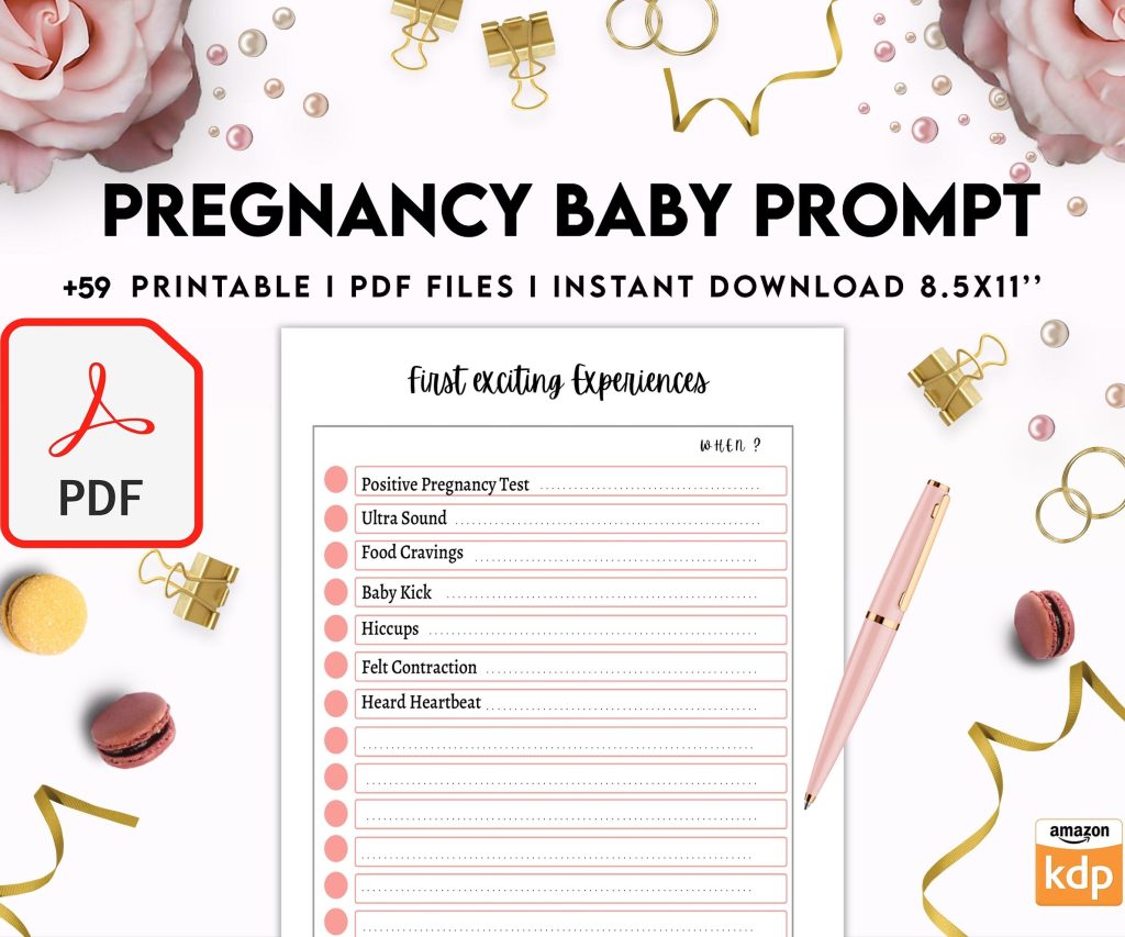 Baby & Pregnancy keepsake Promptly, baby gratitude, baby memories guided journal With Prompts, PDF Printable, Kdp interior