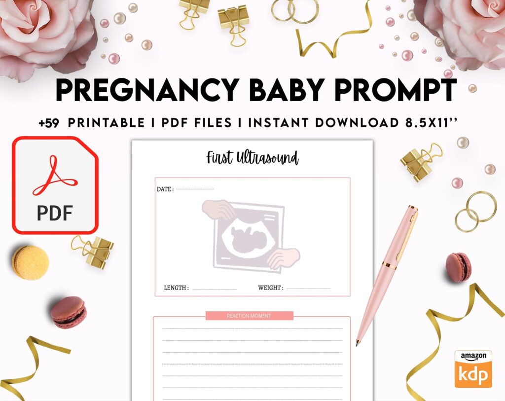 Baby & Pregnancy keepsake Promptly, baby gratitude, baby memories guided journal With Prompts, PDF Printable, Kdp interior
