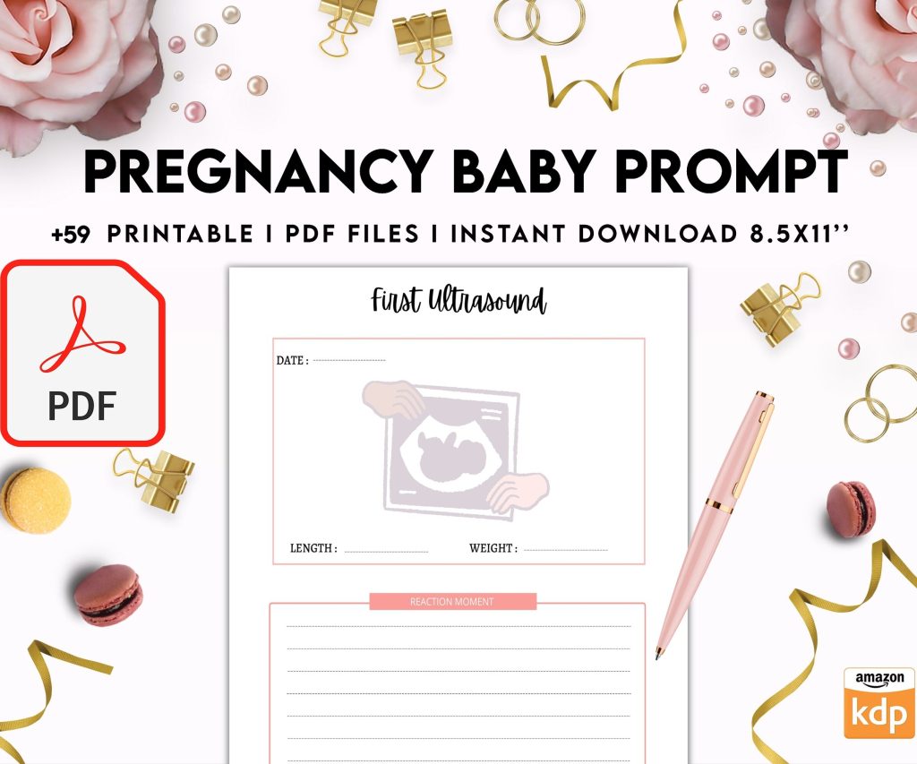 Baby & Pregnancy keepsake Promptly, baby gratitude, baby memories guided journal With Prompts, PDF Printable, Kdp interior