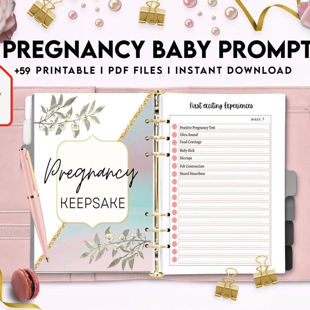 Baby & Pregnancy keepsake Promptly, baby gratitude, baby memories guided journal With Prompts, PDF Printable, Kdp interior