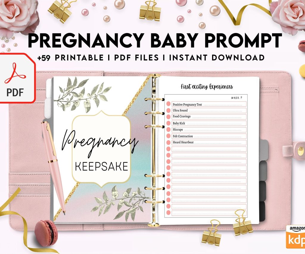 Baby & Pregnancy keepsake Promptly, baby gratitude, baby memories guided journal With Prompts, PDF Printable, Kdp interior