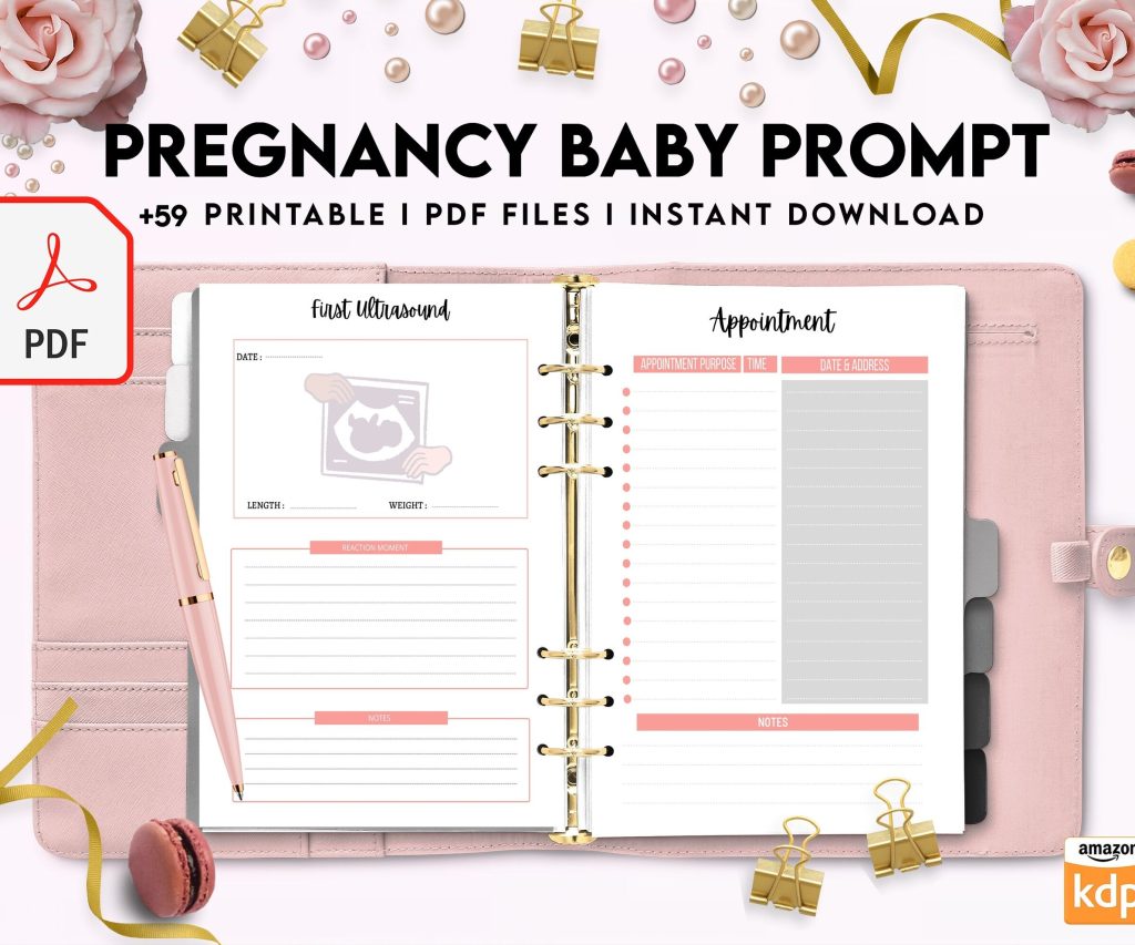 Baby & Pregnancy keepsake Promptly, baby gratitude, baby memories guided journal With Prompts, PDF Printable, Kdp interior