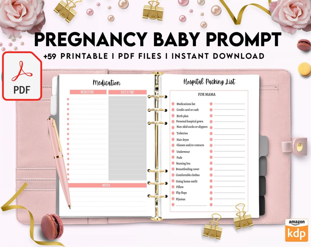 Baby & Pregnancy keepsake Promptly, baby gratitude, baby memories guided journal With Prompts, PDF Printable, Kdp interior