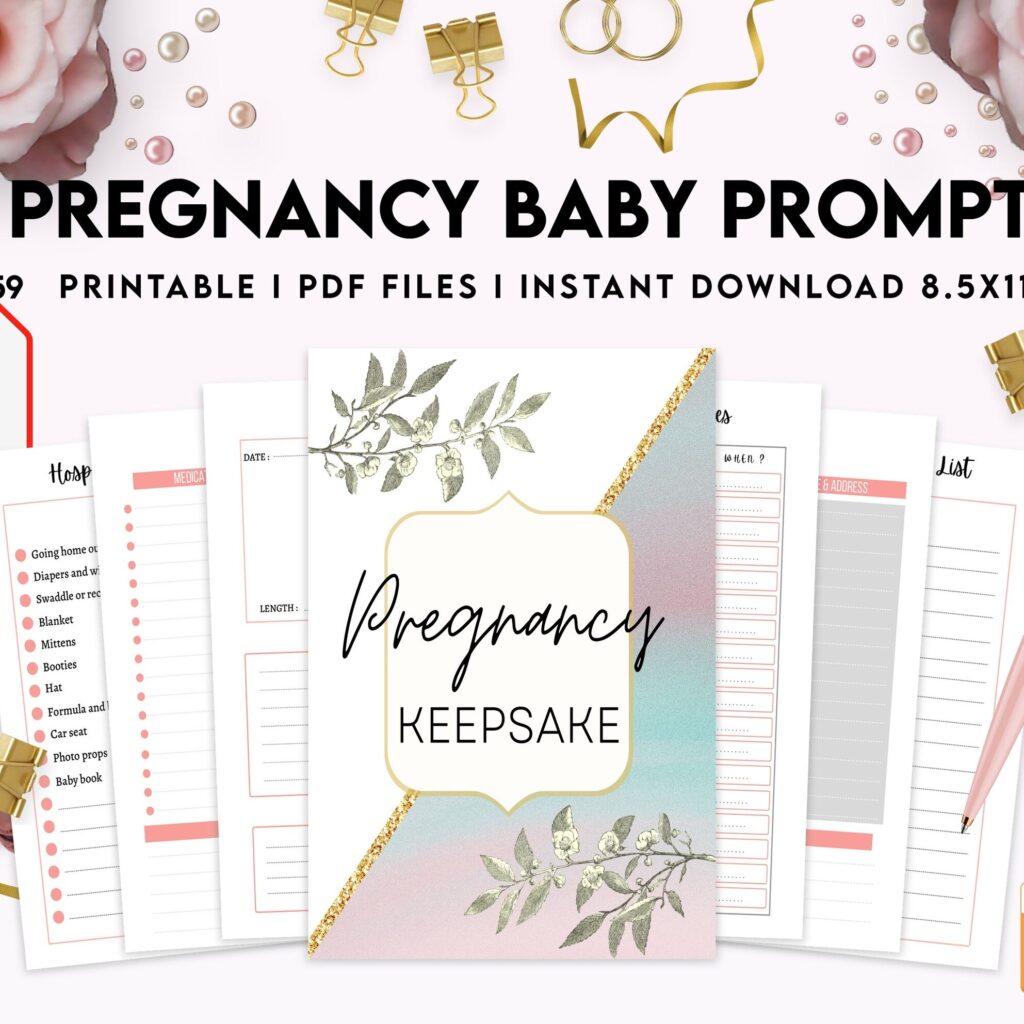 Baby & Pregnancy keepsake Promptly, baby gratitude, baby memories guided journal With Prompts, PDF Printable, Kdp interior