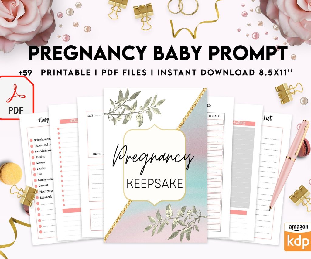 Baby & Pregnancy keepsake Promptly, baby gratitude, baby memories guided journal With Prompts, PDF Printable, Kdp interior