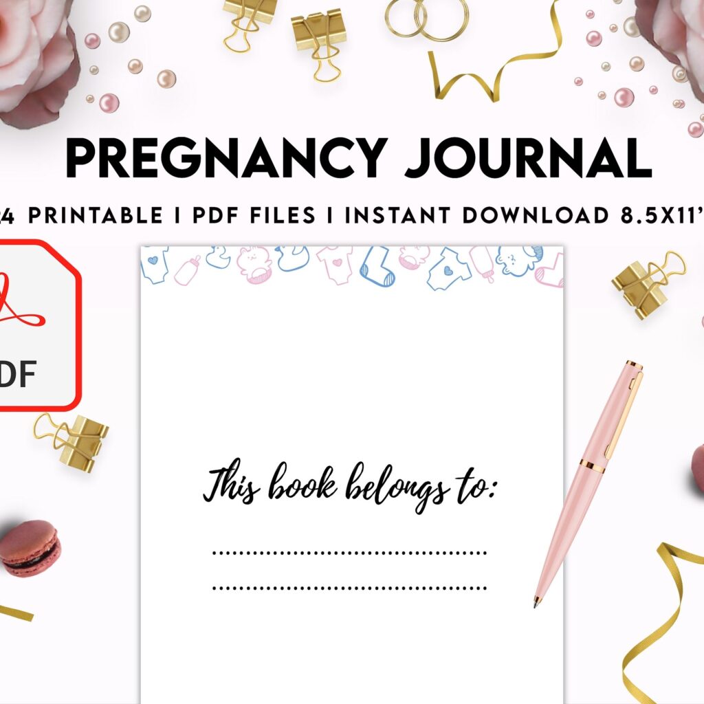 Pregnancy journal, Pregnancy keepsake, Pregnancy Planner, hospital packing list, birth plan, baby shower, health monitoring, PDF Printable, Kdp interior