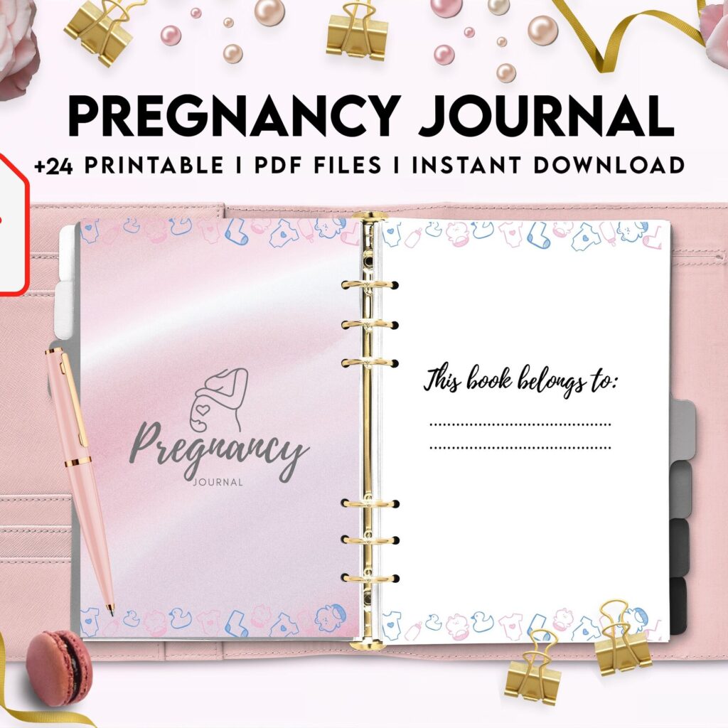 Pregnancy journal, Pregnancy keepsake, Pregnancy Planner, hospital packing list, birth plan, baby shower, health monitoring, PDF Printable, Kdp interior