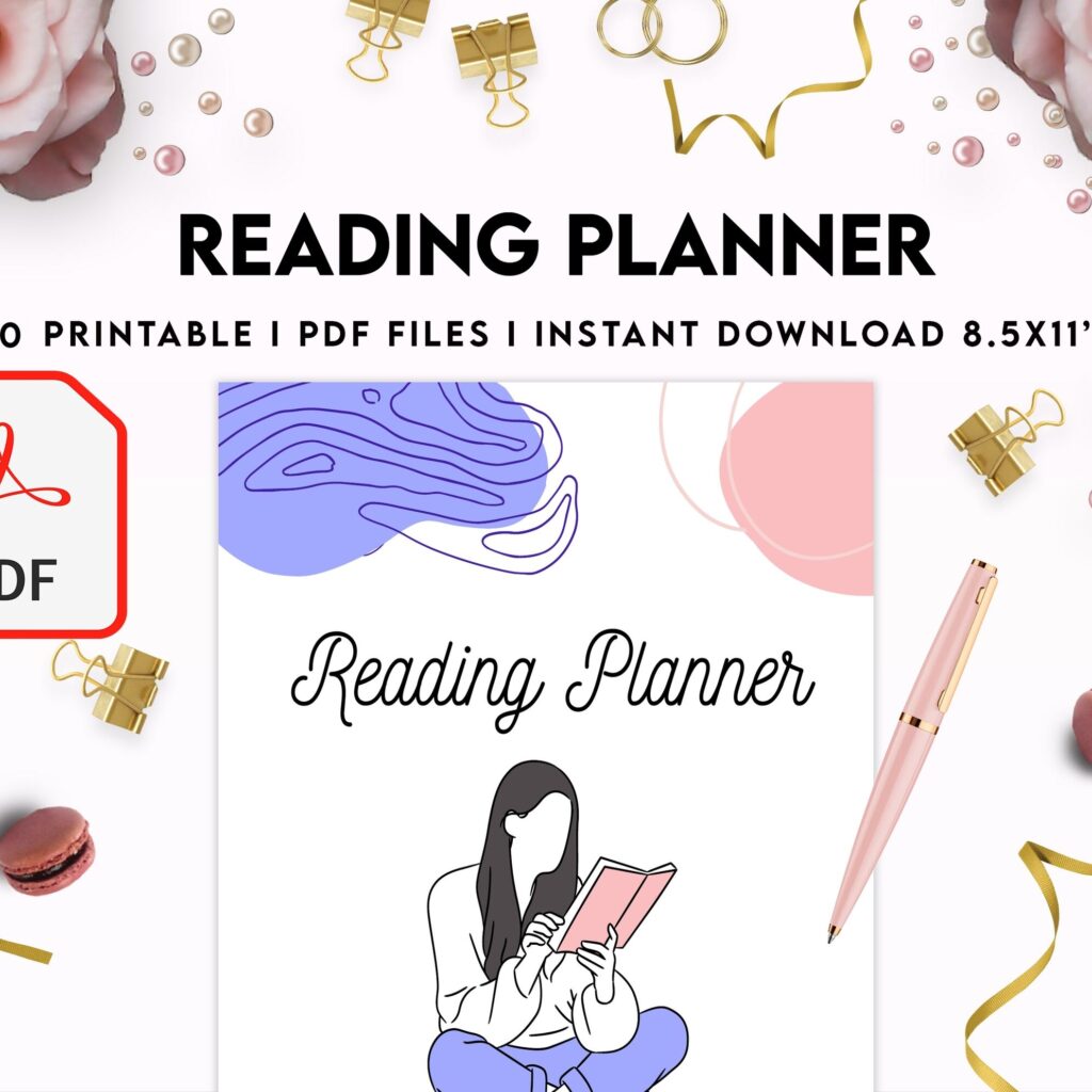 Reading Planner 8×11 inch pages size | Reading Journal Tracker | Book Review Reading Tracker | Reading Planner, Read Plan Pages, PDF Printable, Kdp interior