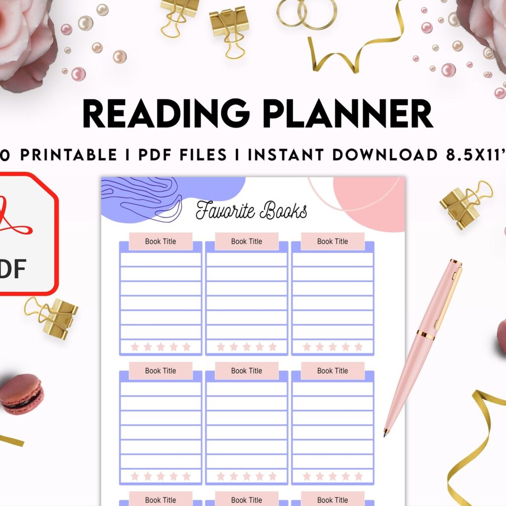 Reading Planner 8×11 inch pages size | Reading Journal Tracker | Book Review Reading Tracker | Reading Planner, Read Plan Pages, PDF Printable, Kdp interior