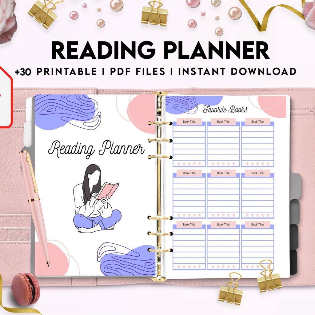 Reading Planner 8×11 inch pages size | Reading Journal Tracker | Book Review Reading Tracker | Reading Planner, Read Plan Pages, PDF Printable, Kdp interior