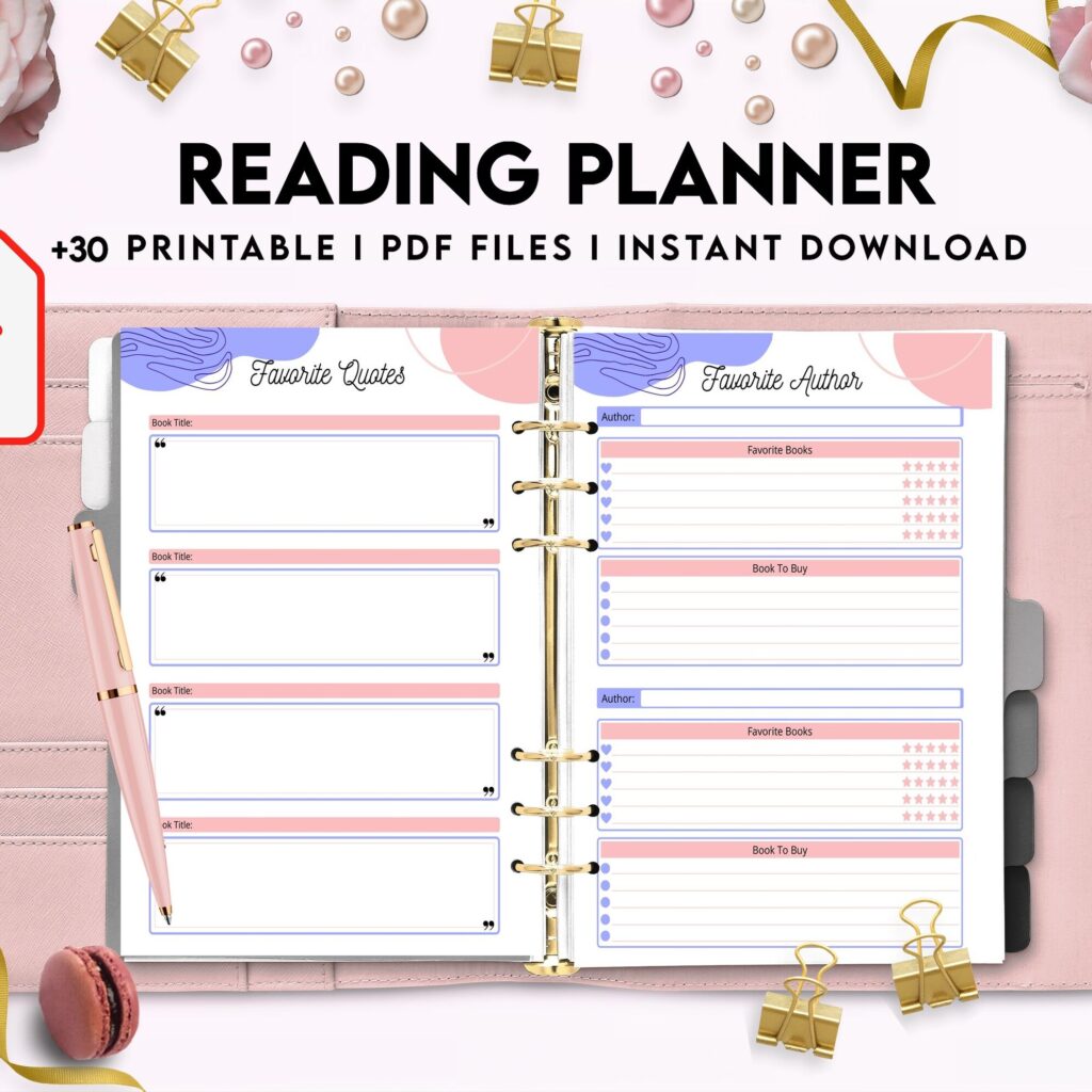 Reading Planner 8×11 inch pages size | Reading Journal Tracker | Book Review Reading Tracker | Reading Planner, Read Plan Pages, PDF Printable, Kdp interior