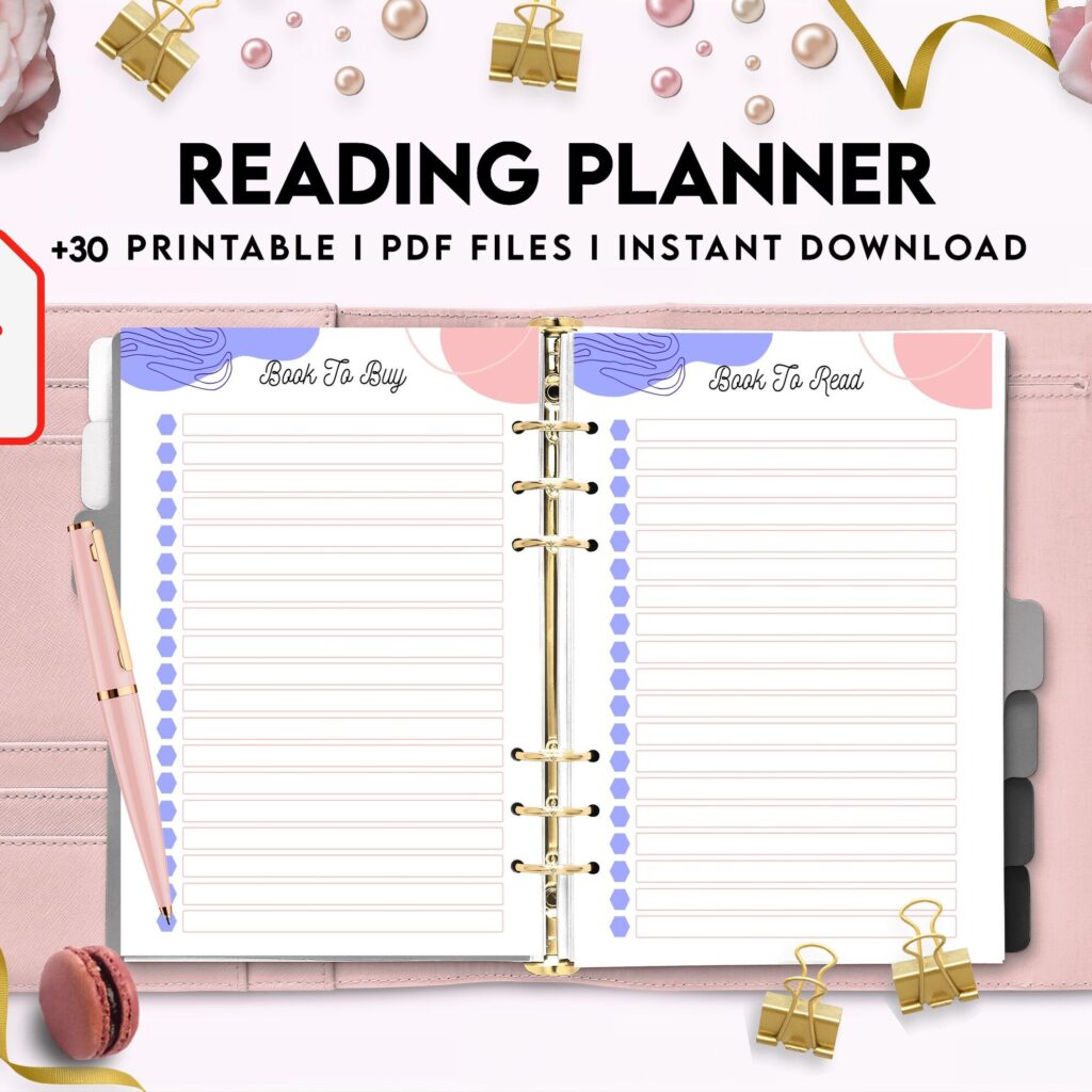 Reading Planner 8×11 inch pages size | Reading Journal Tracker | Book Review Reading Tracker | Reading Planner, Read Plan Pages, PDF Printable, Kdp interior