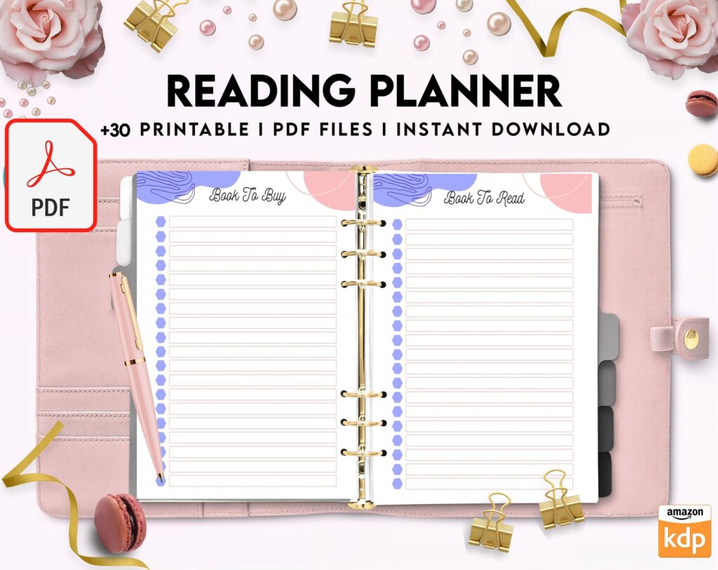 Reading Planner 8×11 inch pages size | Reading Journal Tracker | Book Review Reading Tracker | Reading Planner, Read Plan Pages, PDF Printable, Kdp interior