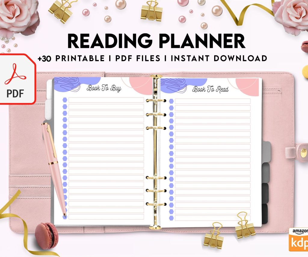 Reading Planner 8×11 inch pages size | Reading Journal Tracker | Book Review Reading Tracker | Reading Planner, Read Plan Pages, PDF Printable, Kdp interior