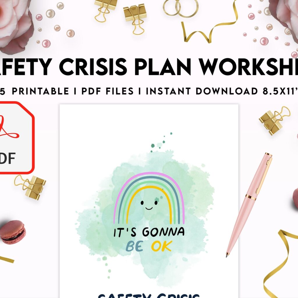 8×11 inch pages size Safety Crisis Plan journal, Safety plan Worksheet, Therapy Aid, School Counselor, Psychology Tools, Self Help Mental Health, PDF Printable, Kdp interior