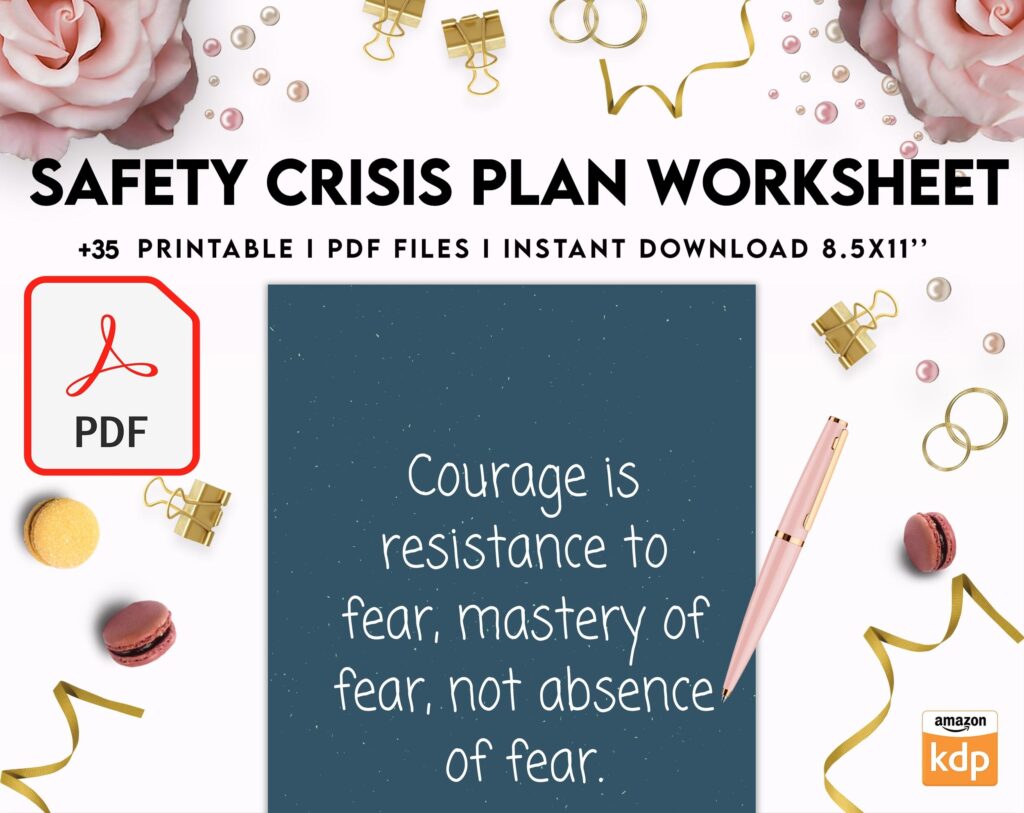 8×11 inch pages size Safety Crisis Plan journal, Safety plan Worksheet, Therapy Aid, School Counselor, Psychology Tools, Self Help Mental Health, PDF Printable, Kdp interior
