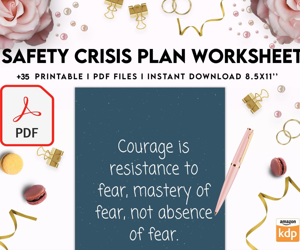 8×11 inch pages size Safety Crisis Plan journal, Safety plan Worksheet, Therapy Aid, School Counselor, Psychology Tools, Self Help Mental Health, PDF Printable, Kdp interior