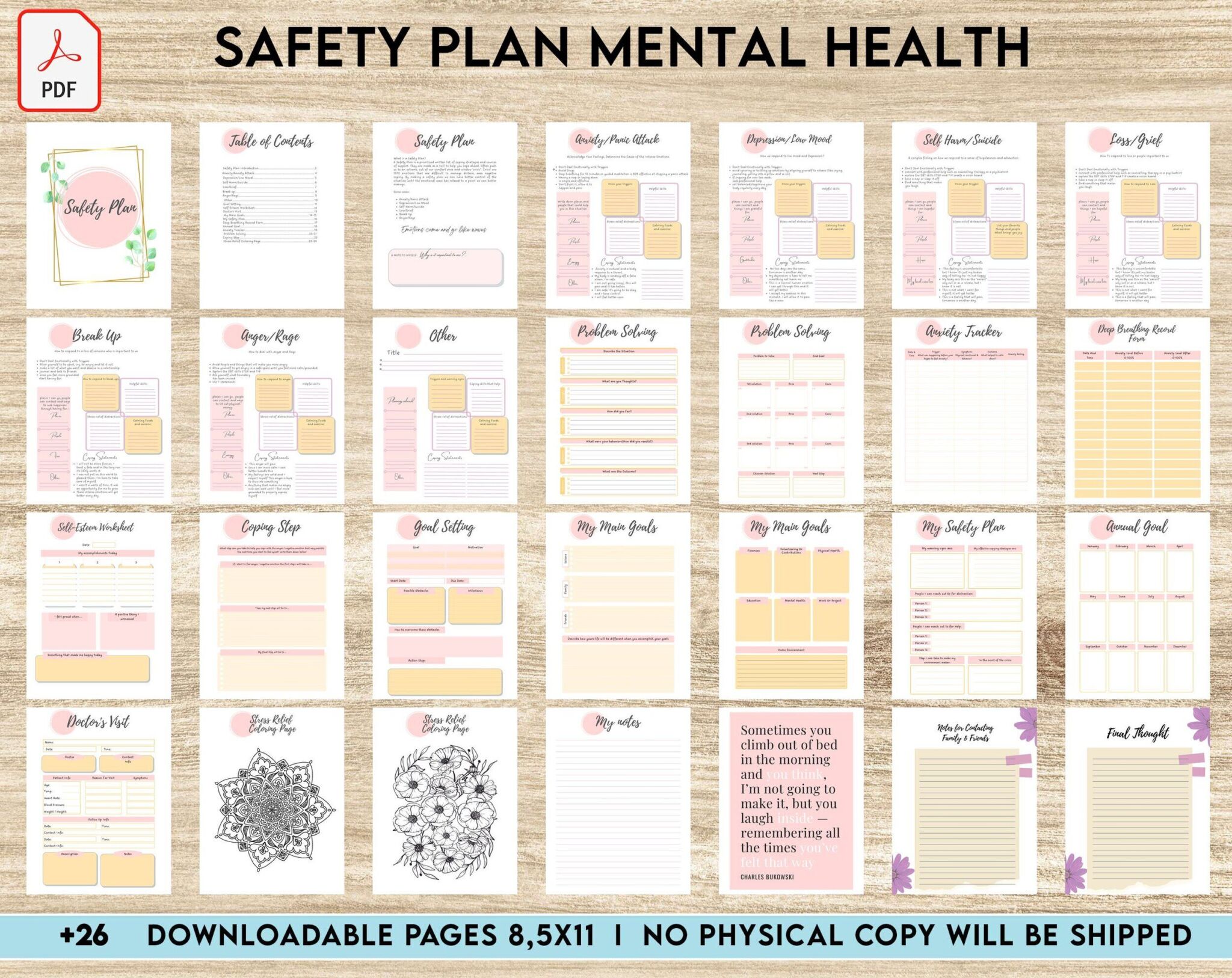 Safety Plans Journal Mental Health Worksheets Problem Solving Self Safety plans journal mental health worksheets problem solving self