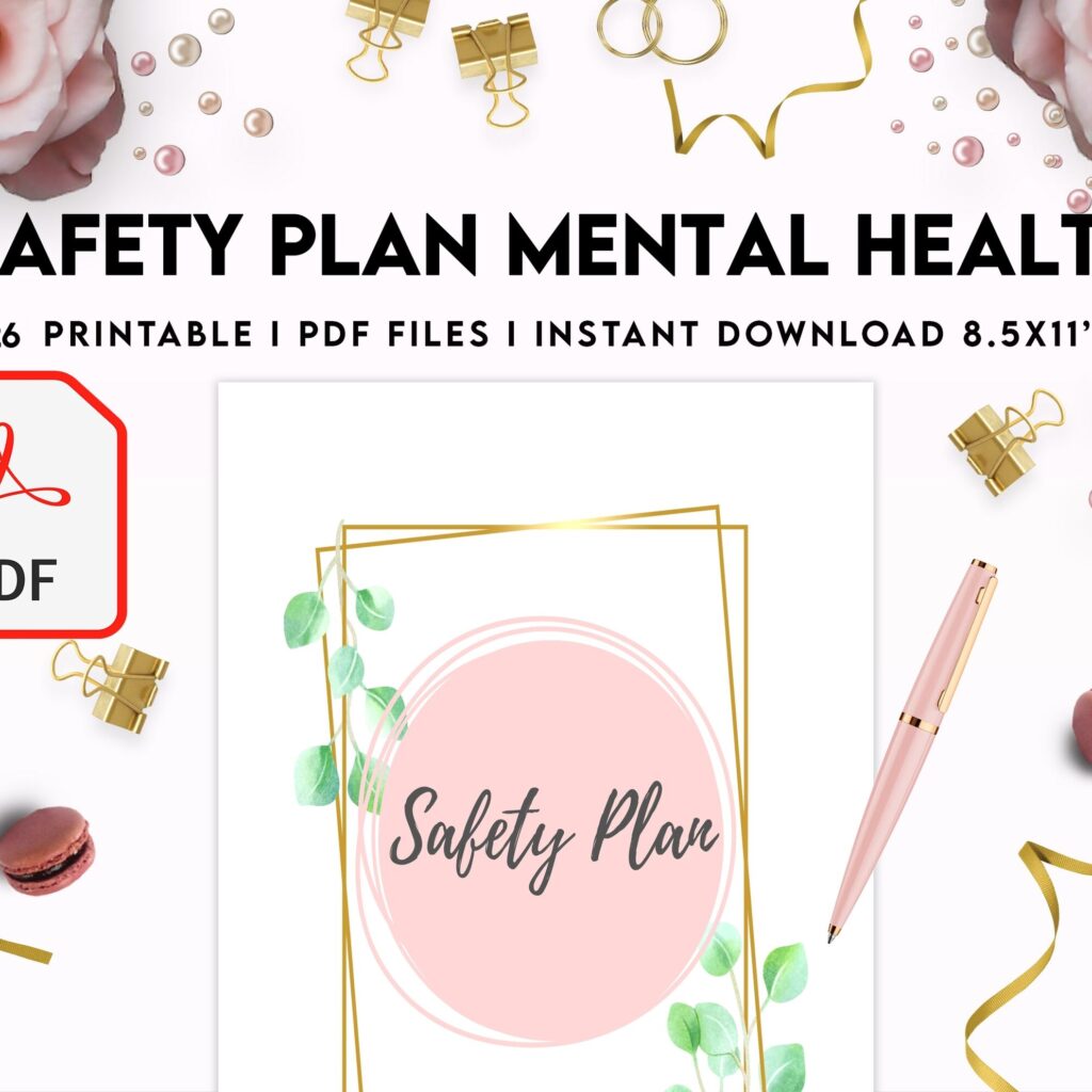 Safety Plans Journal, Mental Health Worksheets, Problem Solving, self care, PDF Printable, Kdp interior
