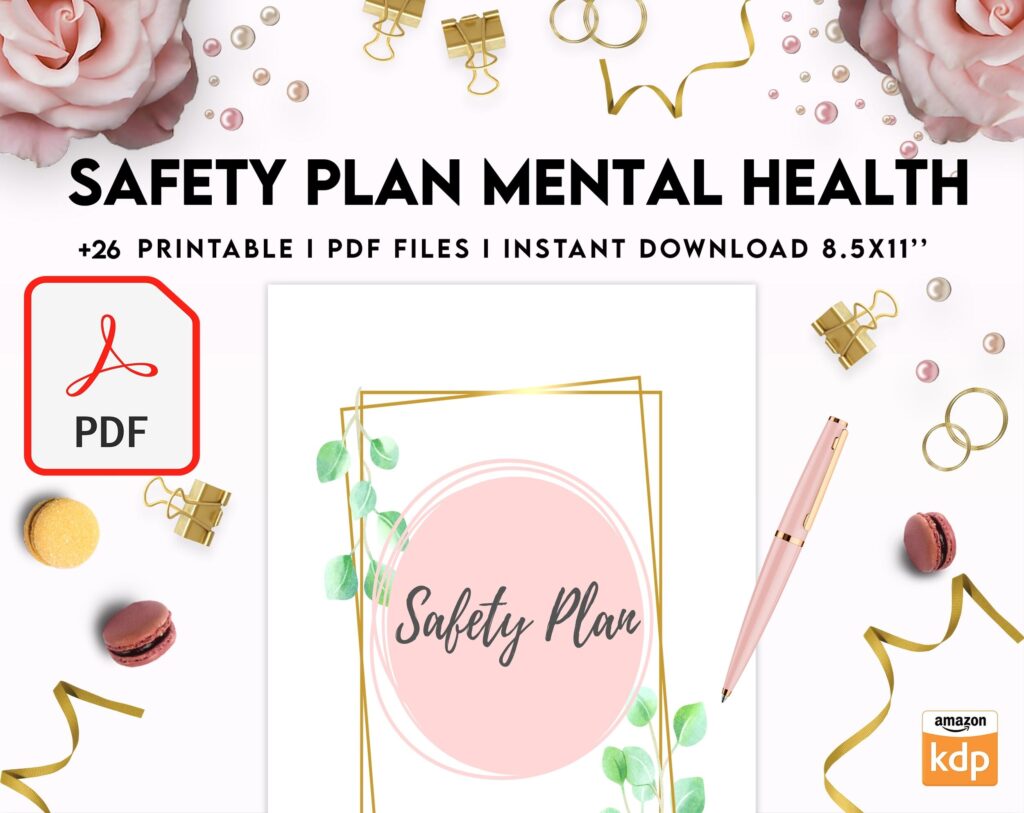 Safety Plans Journal, Mental Health Worksheets, Problem Solving, self care, PDF Printable, Kdp interior