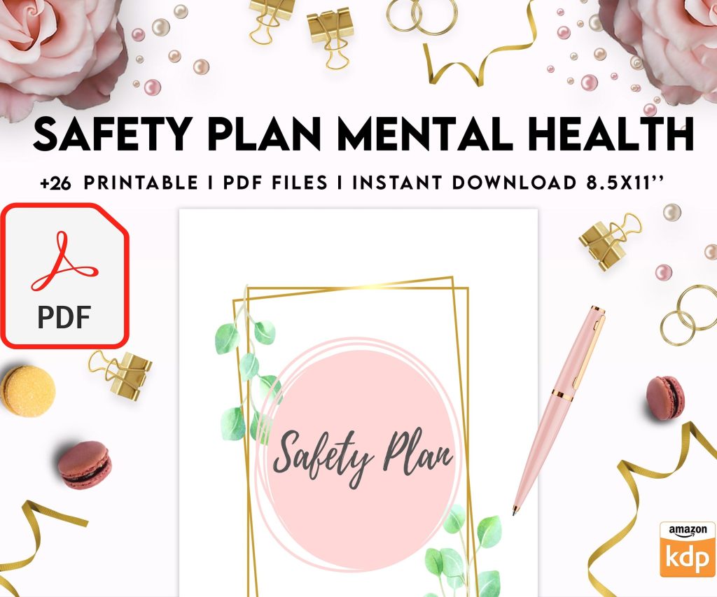 Safety Plans Journal, Mental Health Worksheets, Problem Solving, self care, PDF Printable, Kdp interior