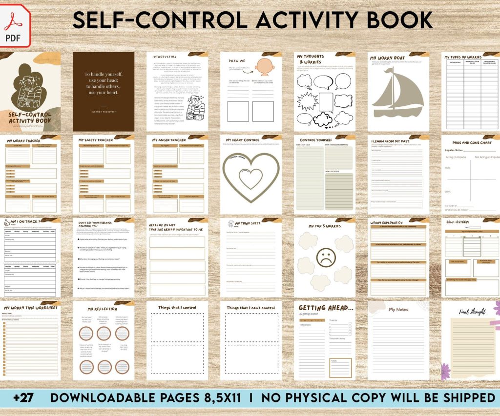 Control 8×11 inch pages size Interactive Worksheet Journal Inserts Planner Notebook Template Therapy Psychology Mental Health School Counseling Tools, PDF Printable, Kdp interior