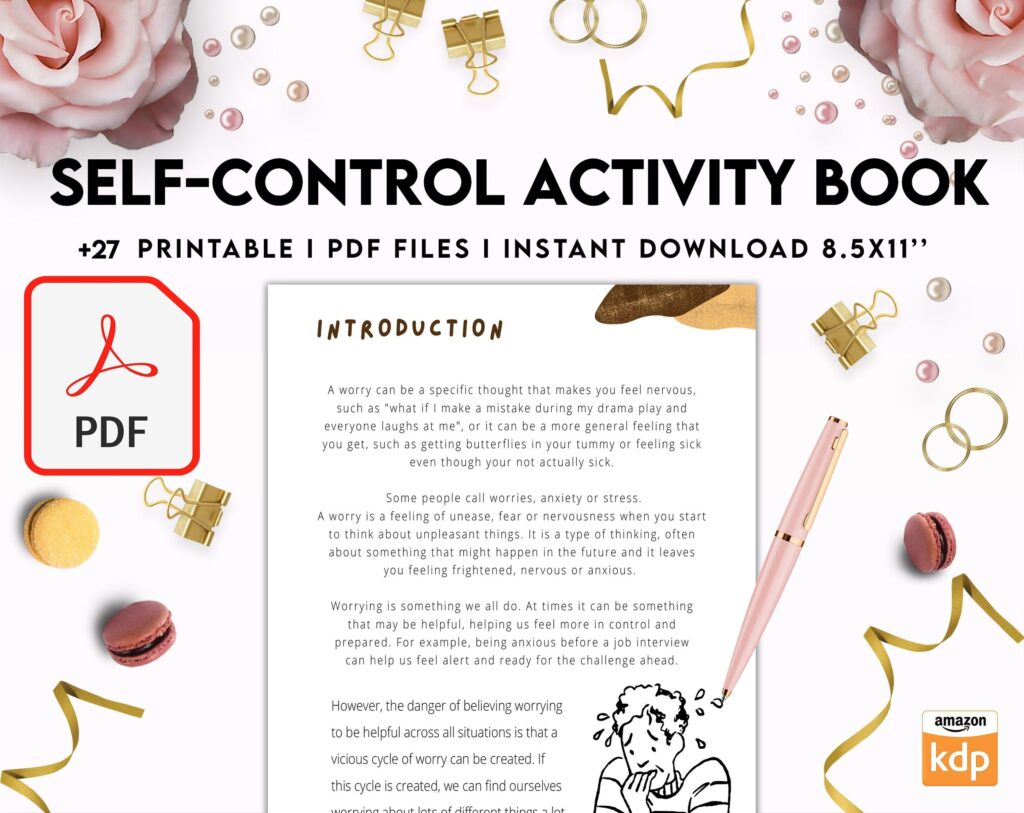 Control 8×11 inch pages size Interactive Worksheet Journal Inserts Planner Notebook Template Therapy Psychology Mental Health School Counseling Tools, PDF Printable, Kdp interior