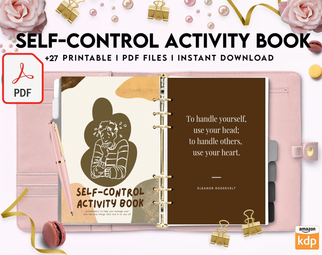 Control 8×11 inch pages size Interactive Worksheet Journal Inserts Planner Notebook Template Therapy Psychology Mental Health School Counseling Tools, PDF Printable, Kdp interior