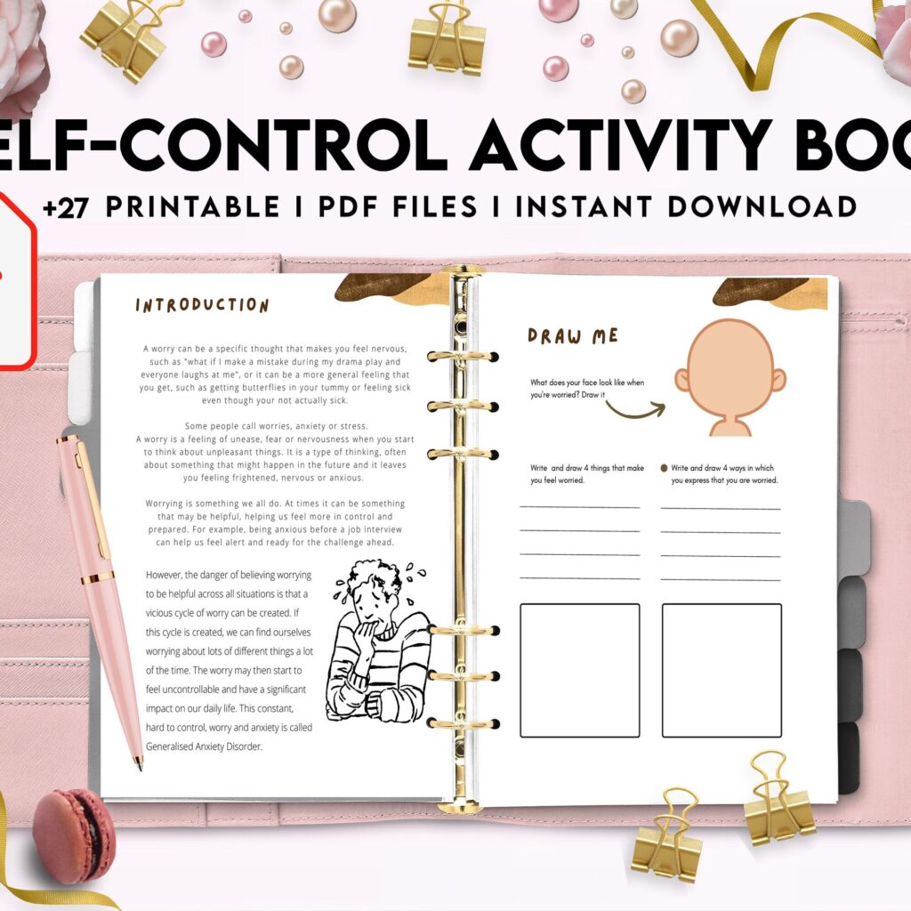 Control 8×11 inch pages size Interactive Worksheet Journal Inserts Planner Notebook Template Therapy Psychology Mental Health School Counseling Tools, PDF Printable, Kdp interior