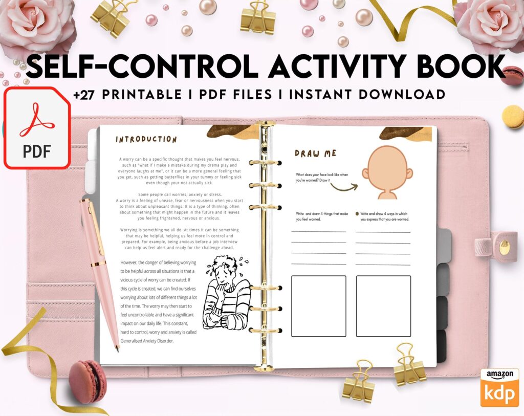 Control 8×11 inch pages size Interactive Worksheet Journal Inserts Planner Notebook Template Therapy Psychology Mental Health School Counseling Tools, PDF Printable, Kdp interior