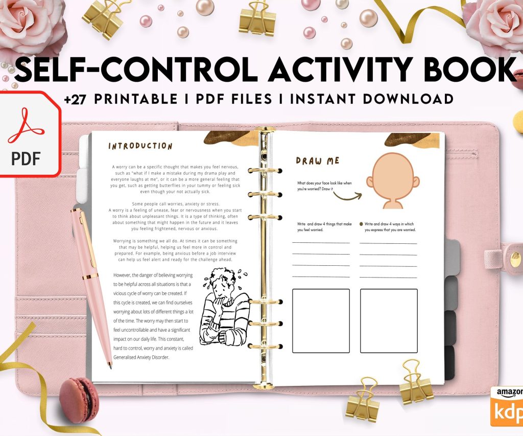 Control 8×11 inch pages size Interactive Worksheet Journal Inserts Planner Notebook Template Therapy Psychology Mental Health School Counseling Tools, PDF Printable, Kdp interior