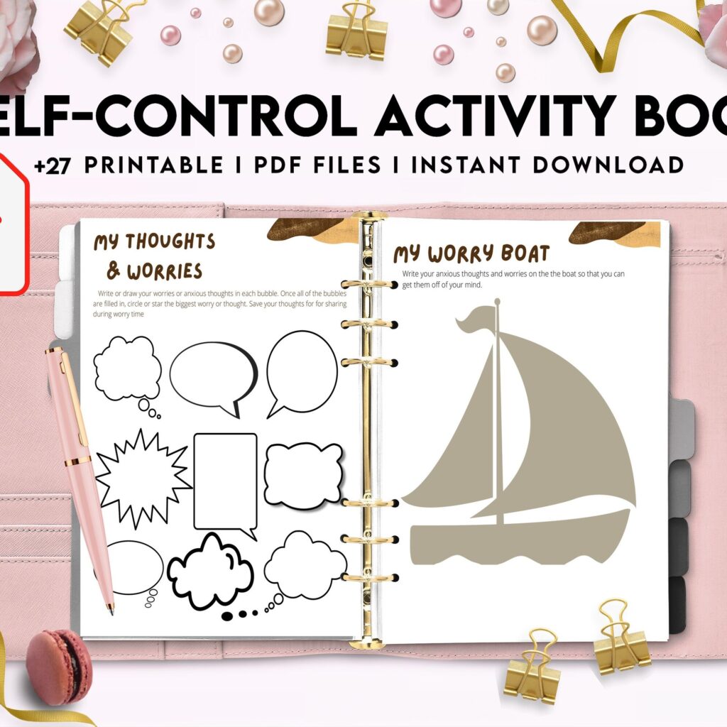 Control 8×11 inch pages size Interactive Worksheet Journal Inserts Planner Notebook Template Therapy Psychology Mental Health School Counseling Tools, PDF Printable, Kdp interior