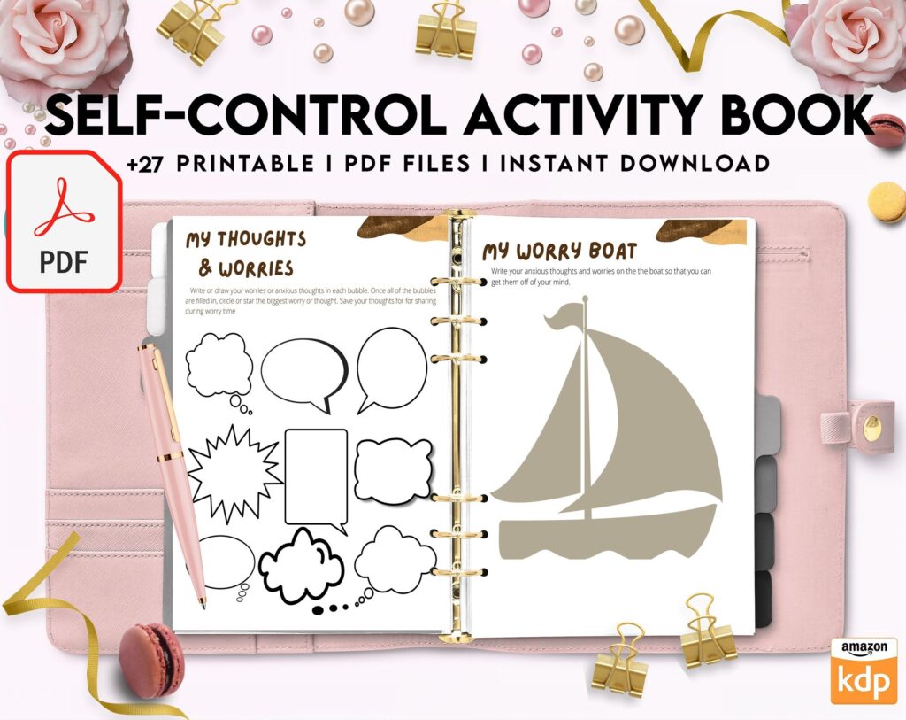 Control 8×11 inch pages size Interactive Worksheet Journal Inserts Planner Notebook Template Therapy Psychology Mental Health School Counseling Tools, PDF Printable, Kdp interior