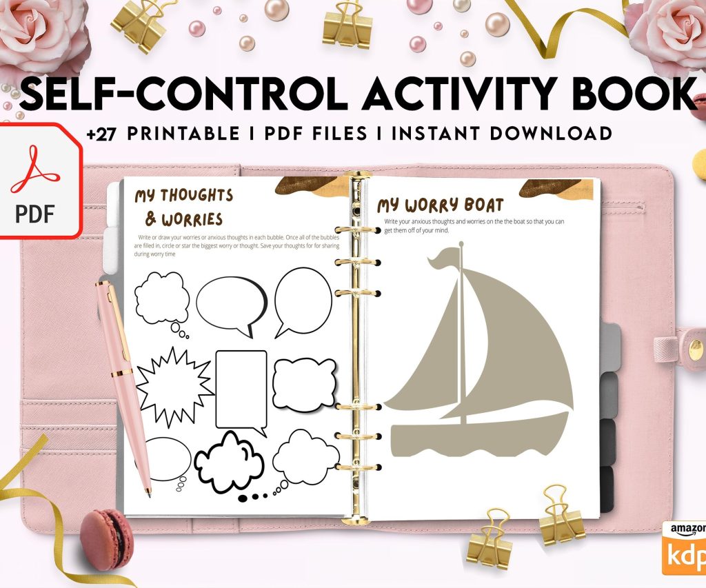 Control 8×11 inch pages size Interactive Worksheet Journal Inserts Planner Notebook Template Therapy Psychology Mental Health School Counseling Tools, PDF Printable, Kdp interior