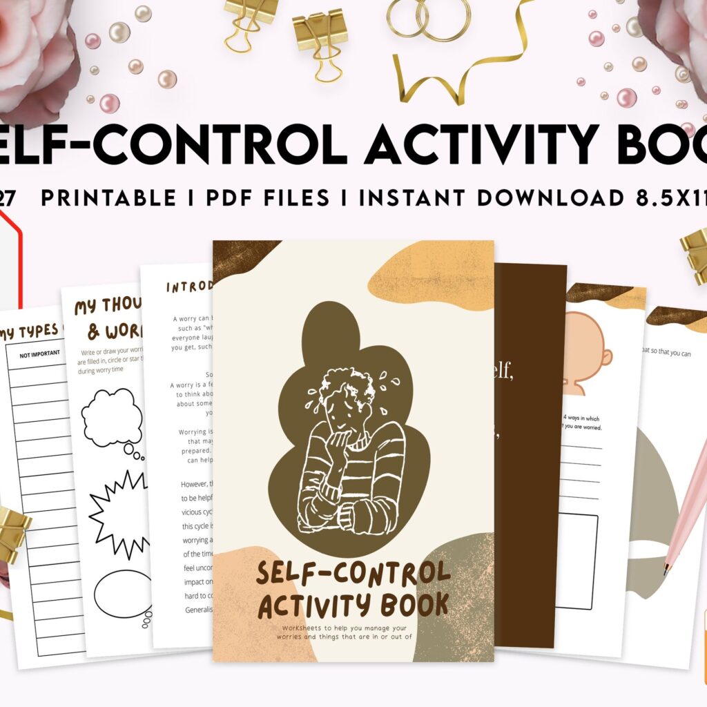 Control 8×11 inch pages size Interactive Worksheet Journal Inserts Planner Notebook Template Therapy Psychology Mental Health School Counseling Tools, PDF Printable, Kdp interior