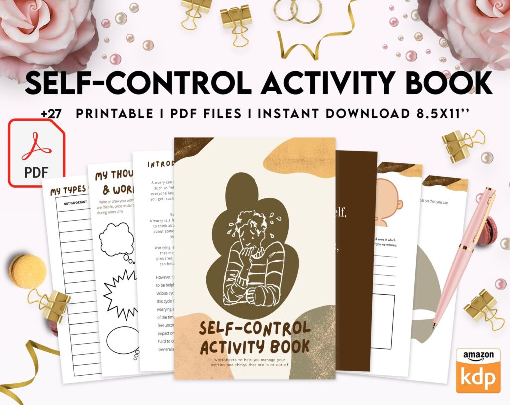 Control 8×11 inch pages size Interactive Worksheet Journal Inserts Planner Notebook Template Therapy Psychology Mental Health School Counseling Tools, PDF Printable, Kdp interior