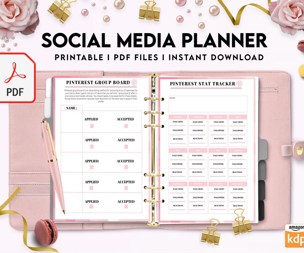 Social media planner, Social media journal, Weekly planner, Post planner, Stories Planner, feed Planner, PDF Printable, Kdp interior