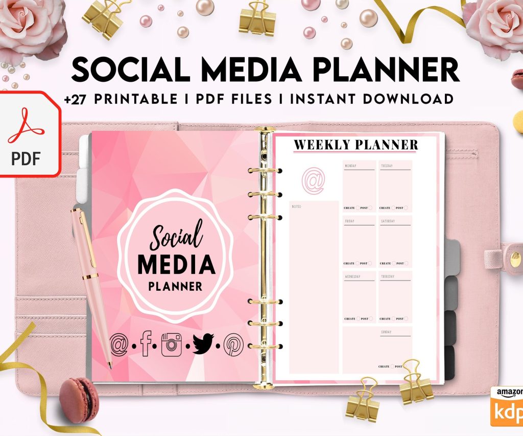 Social media planner, Social media journal, Weekly planner, Post planner, Stories Planner, feed Planner, PDF Printable, Kdp interior