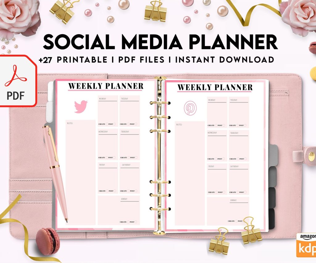Social media planner, Social media journal, Weekly planner, Post planner, Stories Planner, feed Planner, PDF Printable, Kdp interior